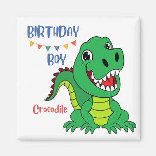 Aimant anniversaire de garçon de crocodile, anniversaire