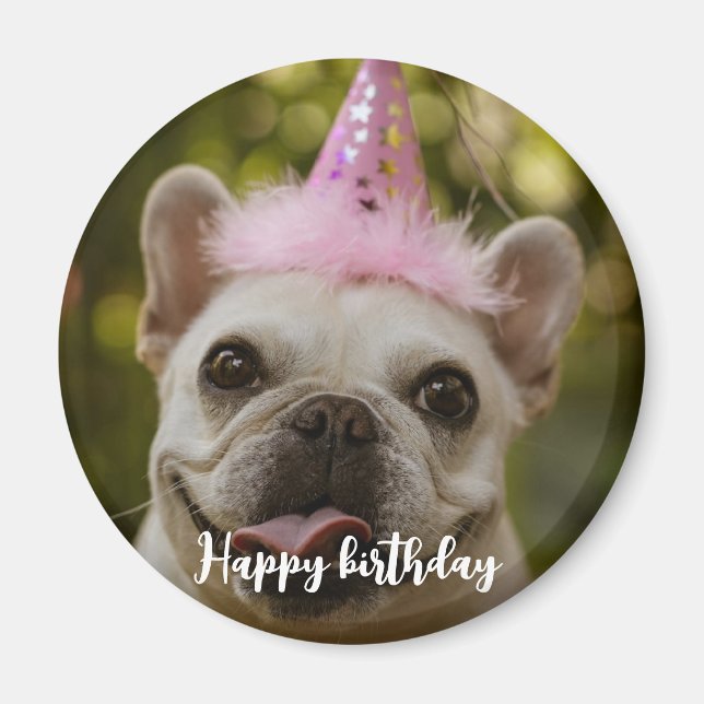 Aimant Anniversaire personnalisé de chien de compagnie (Devant)
