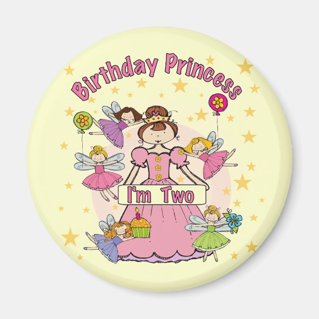 Aimant Anniversaire Princesse Je suis deux t-shirts et ca (Devant)