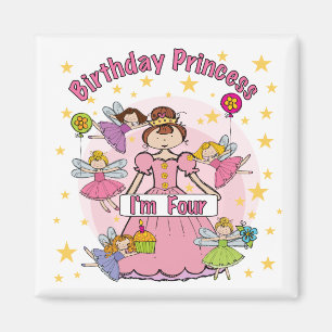 Aimant Anniversaire Princesse Je suis quatre t-shirts et 