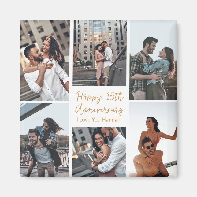 Aimant Anniversaire romantique personnalisé Photo Collage (Devant)