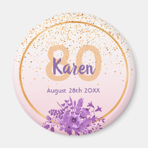 Aimant Anniversaire rose or floral enregistrer la date