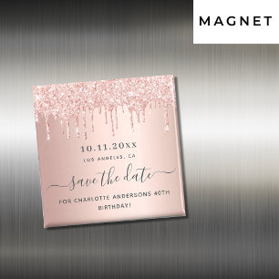 Aimant Anniversaire rose or parties scintillant enregistr