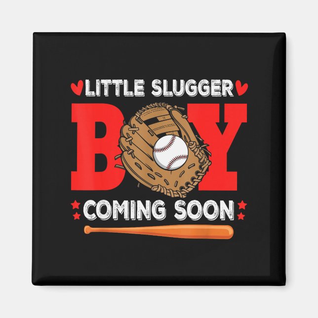 Aimant Annonce de bébé Garçon Petit Slugger Bientôt (Devant)