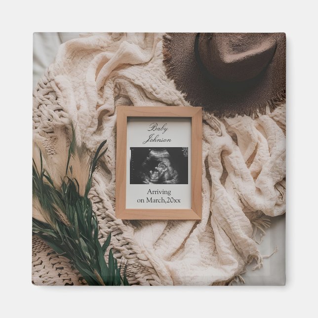 Aimant Annonce de grossesse Boho rustique à l'ultrason  (Devant)