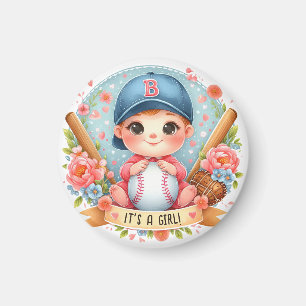 Aimant Annonce de naissance Bébé Fille Baseball Bliss Fle