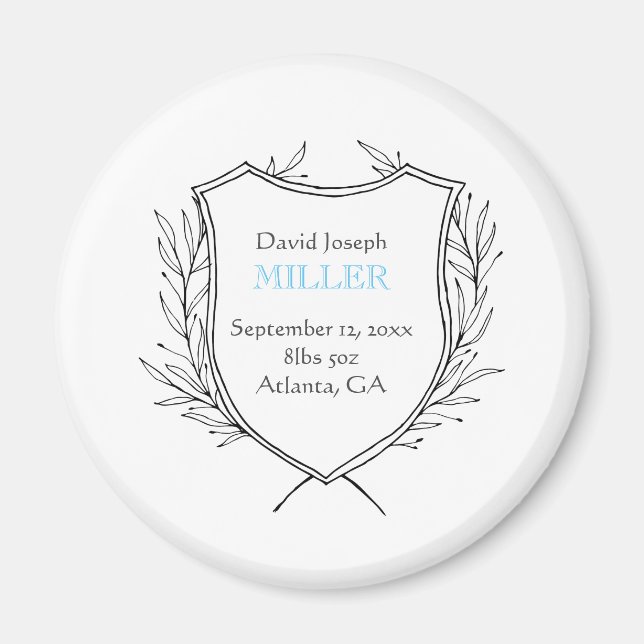 Aimant Annonce de naissance de nouveau bébé Blason Famili (Devant)