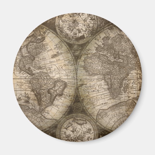 Aimant Antique Historique Ancien Monde Atlas Continents (Devant)