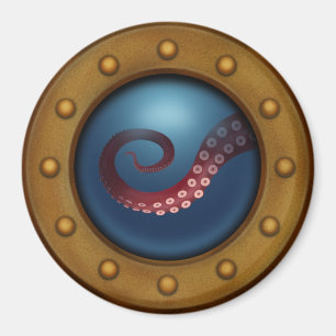 Aimant Antique hublot avec vue sur la mer profonde Créatu