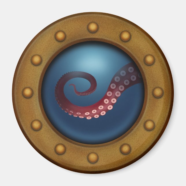 Aimant Antique hublot avec vue sur la mer profonde Créatu (Devant)