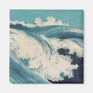 Aimant Antique Japonais Bleu Vagues Océan Imprimer