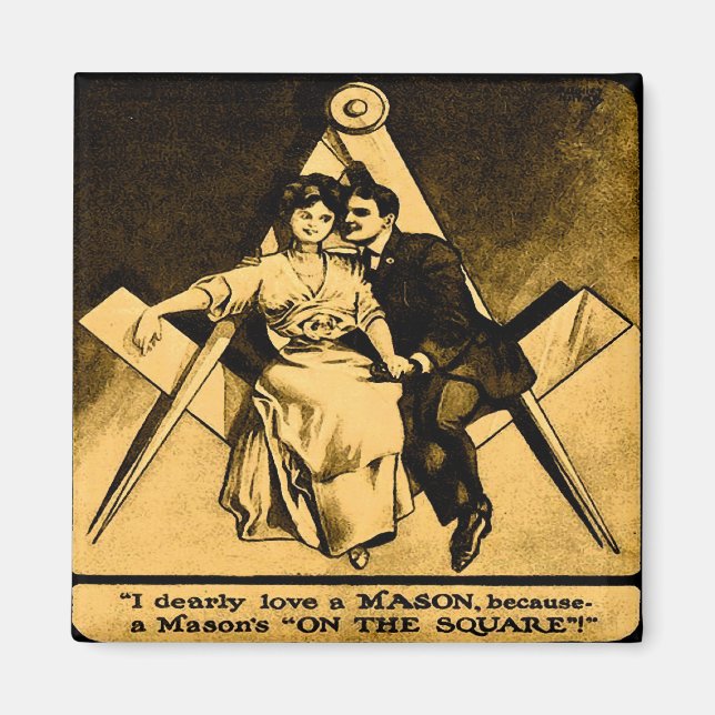 Aimant Antique Masonic Freemason Carré Love Valentine (Devant)