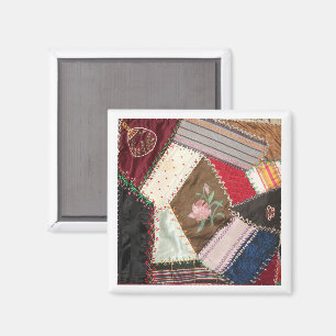 Aimant Antique, Victorian-Era Crazy Quilt Carré