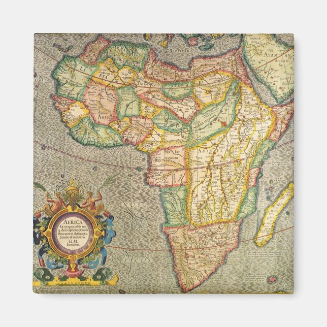 Aimant Antique Vieux Monde Gerardus Mercator Carte de l'A (Devant)
