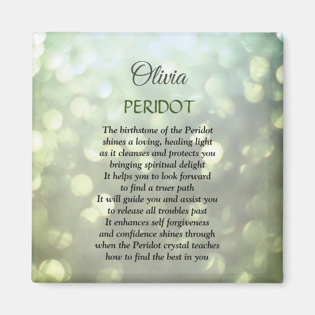 Aimant Août Birthstone Peridot design (Devant)