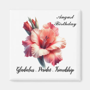 Aimant août Birthstone Peridot et Gladiolus