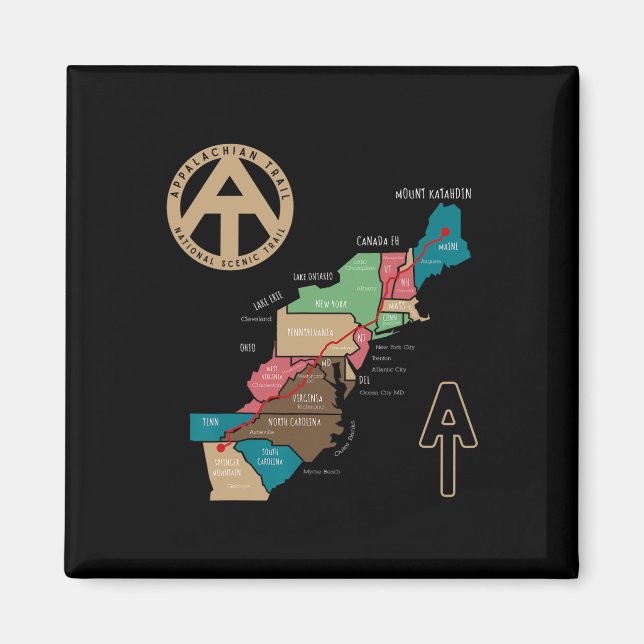 Aimant Appalachian Trail Hiking Map  (Devant)
