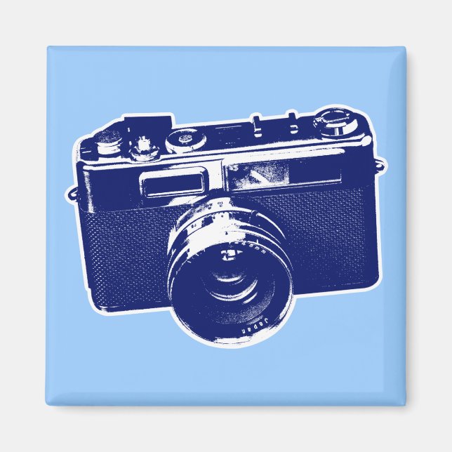 Aimant Appareil photo Pop Art Bleu (Devant)