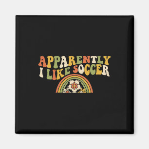 Aimant Apparemment, j'aime le football Rétro Arc-en-ciel 