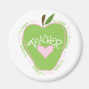 Aimant Apple rose et vert pré de K de professeur