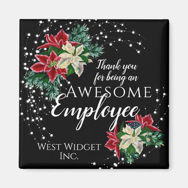 Aimant Appréciation des employés de Noël Floral Black (Devant)