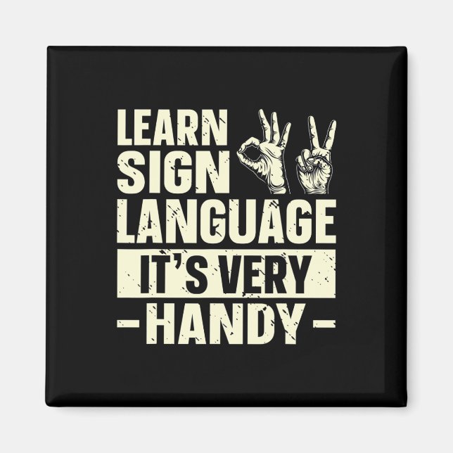 Aimant Apprendre la langue des signes C'est très pratique (Devant)