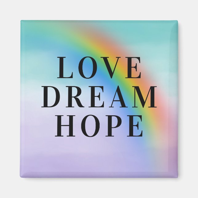 Aimant Aqua Purple Rainbow Inspirational Love Dream Hope (Devant)