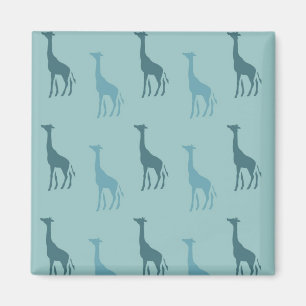 Aimant Aqua Turquoise Giraffes d'animaux bleus