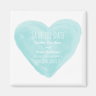 Aimant Aqua Watercolor Heart Enregistrer l'aimant de date