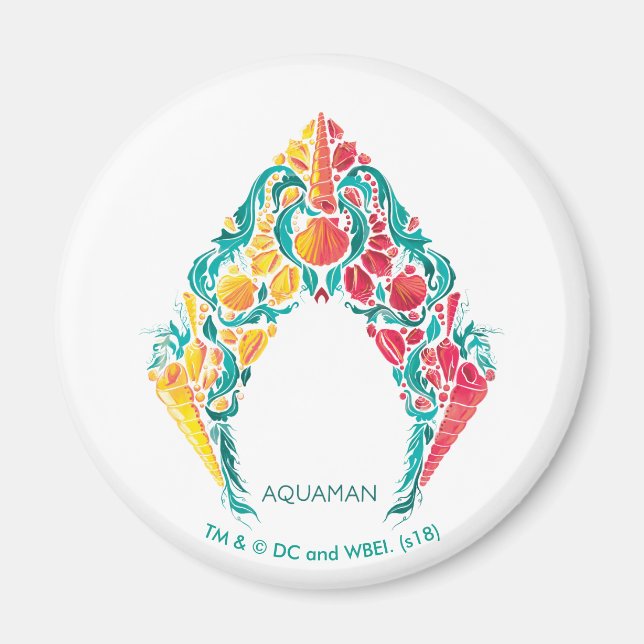 Aimant Aquaman | Logo Aquaman & Mera sur le thème du coqu (Devant)