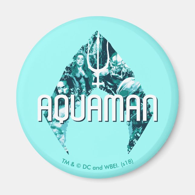 Aimant Aquaman | Orin, Mera, Orm & Manta Noir En Symbole (Devant)