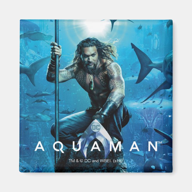 Aimant Aquaman | Prince Orin avec animaux aquatiques (Devant)