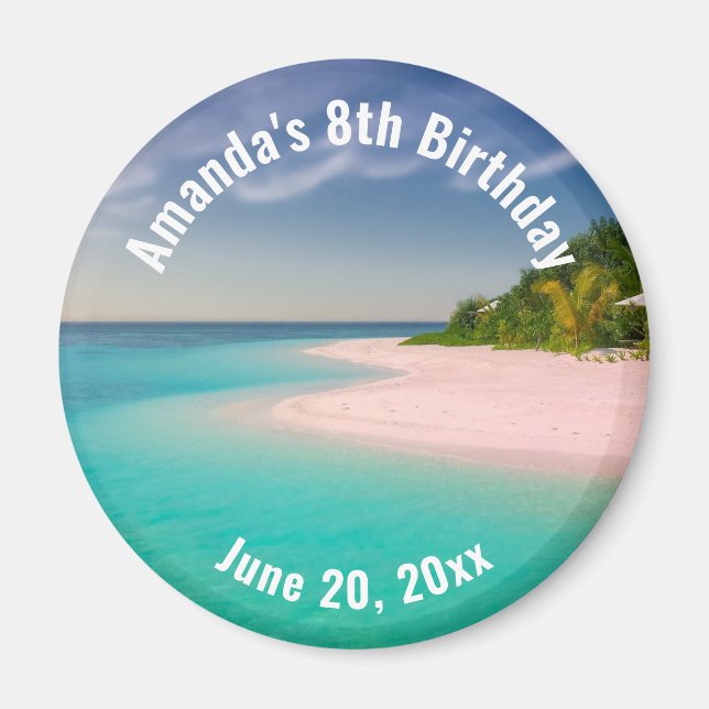 Aimant Aquamarine Ocean Tropical Beach Scenic Birthday (Devant)
