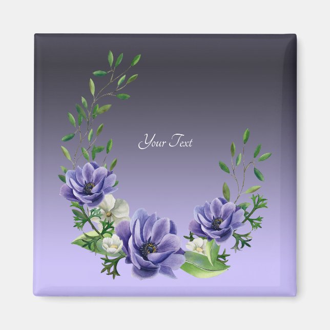 Aimant Aquarelle Aimante Fleurs pourpres (Devant)