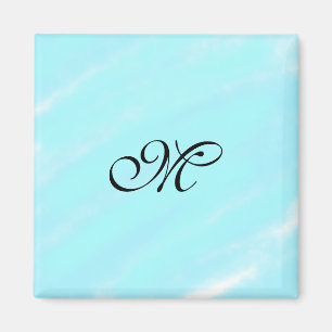 Aimant Aquarelle bleu vert monogramme ajouter le pastel l