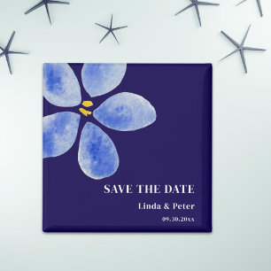 Aimant Aquarelle bleue Enregistrer le Mariage date