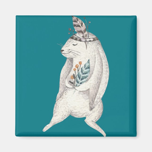 Aimant Aquarelle Boho Bunny (Devant)