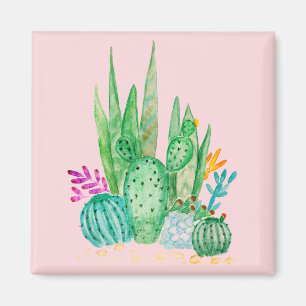 Aimant Aquarelle, cactus, succulents gros