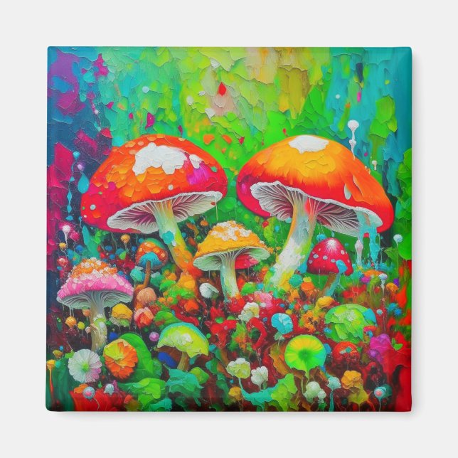 Aimant Aquarelle Champignons Abstraits (Devant)