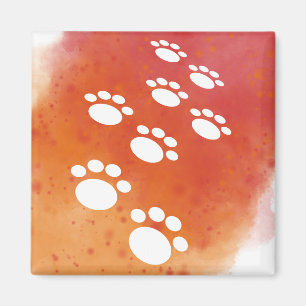 Aimant Aquarelle Chien Paw Traces