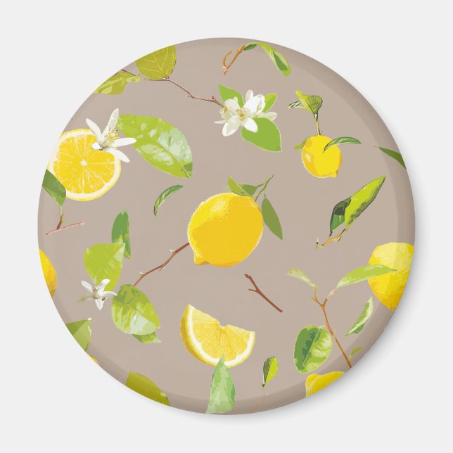 Aimant Aquarelle Citron et Feuilles 11 (Devant)
