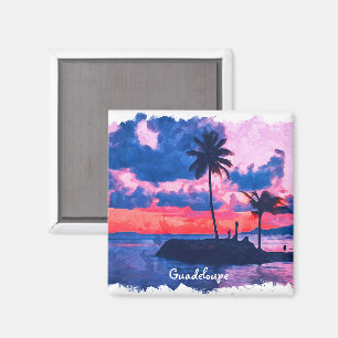 Aimant Aquarelle colorée de la Guadeloupe des Caraïbes