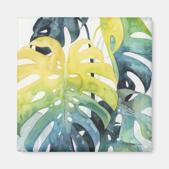 Aimant Aquarelle Coucher de soleil Palm Tree Feuilles (Devant)