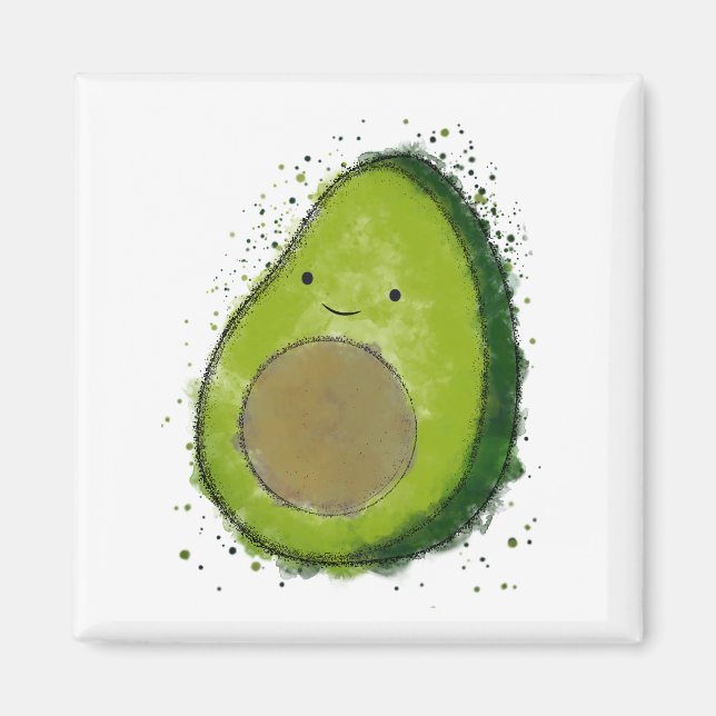 Aimant Aquarelle Cute Avocado (Devant)