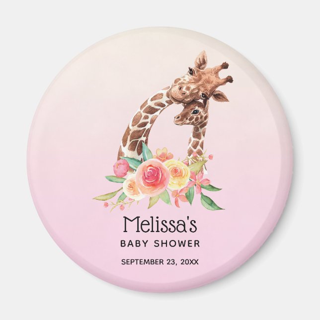 Aimant Aquarelle Cute Giraffe Maman & Baby shower (Devant)