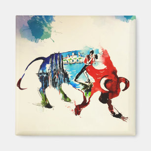 Aimant Aquarelle d'amour de Vintage voyage de l'Espagne