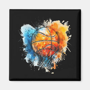 Aimant Aquarelle de basket-ball Dessin coloré Basket-ball