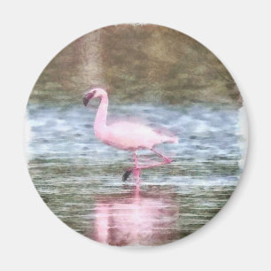 Aimant Aquarelle de Flamant rose inférieure
