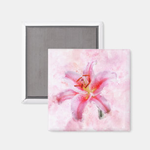 Aimant Aquarelle de fleur de Stargazer Lily - wb 01