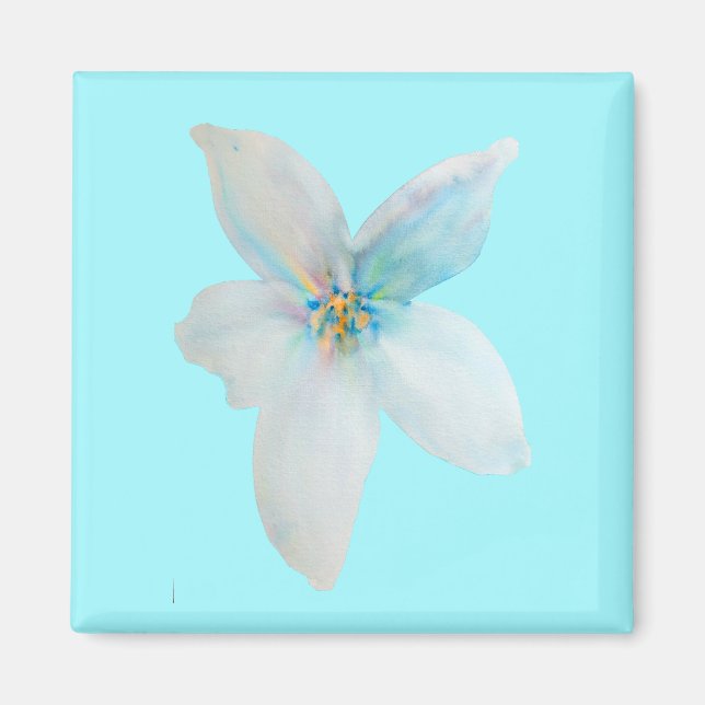 Aimant Aquarelle de fleur pastel blanc (Devant)